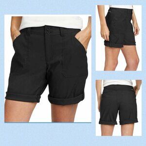 Eddie Bauer Ladies' Cargo Shorts BLACK Size 10  Lightweight Pocket With Zipper